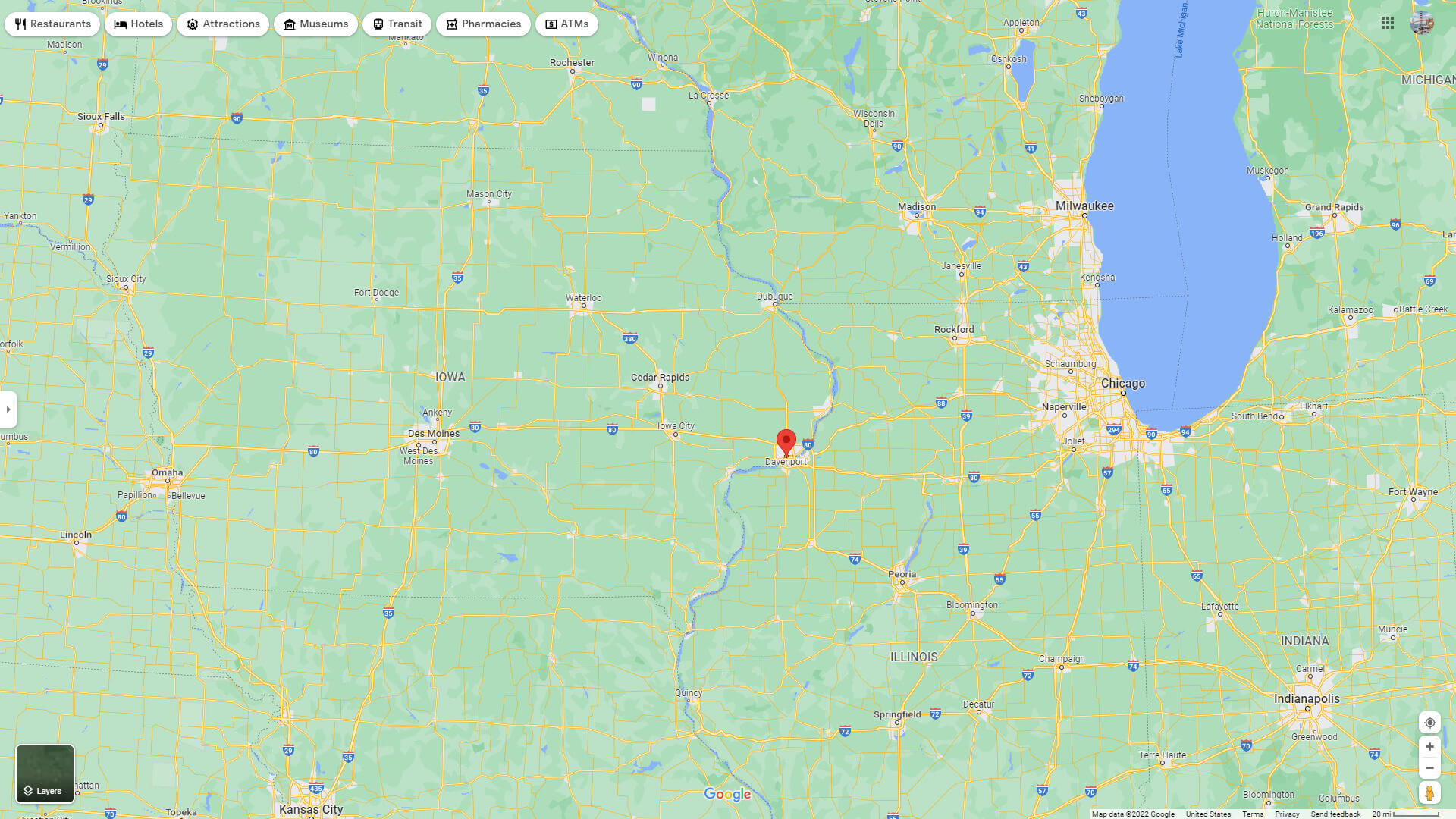 Davenport iowa Map United States
